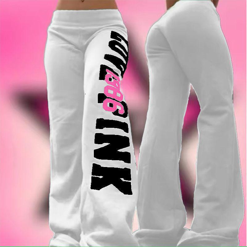 European And American-style Letter-printed Straight-leg Sweatpants