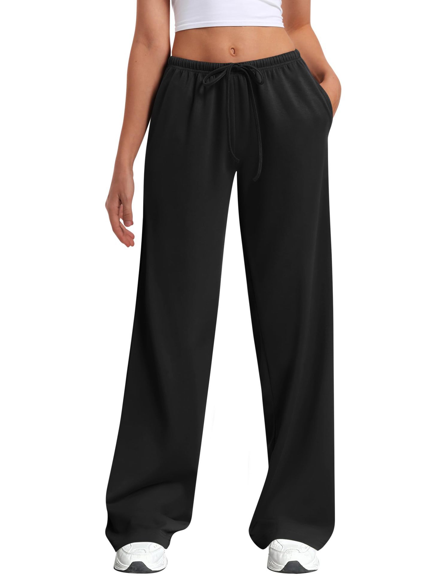 Womens Wide-leg Sweatpants Loose-fitting Low-rise Athletic Pants