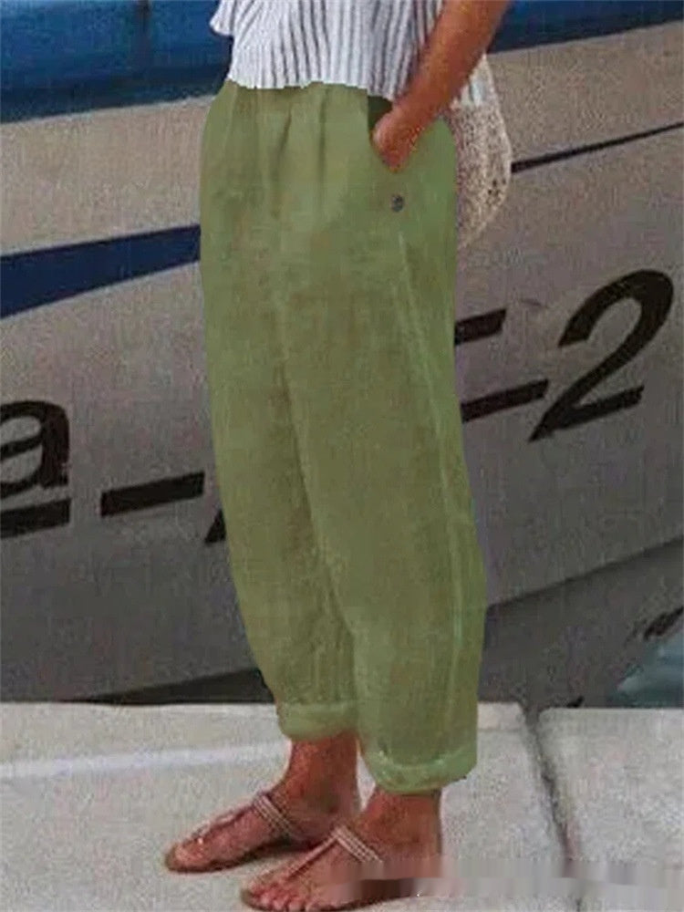 Breathable Retro Versatile High-waisted Cotton-linen Pants