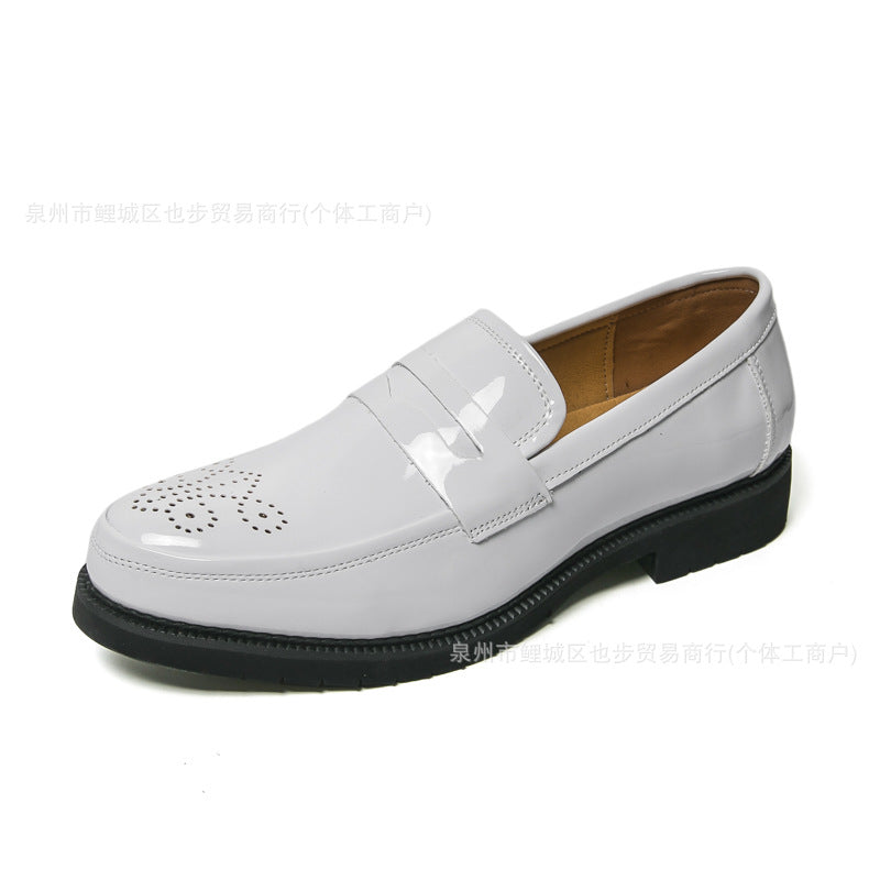 Autumn Men's Glossy Carved Leather Shoes