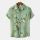 Men's Loose Printed Cotton And Linen Shortsleeved Shirt