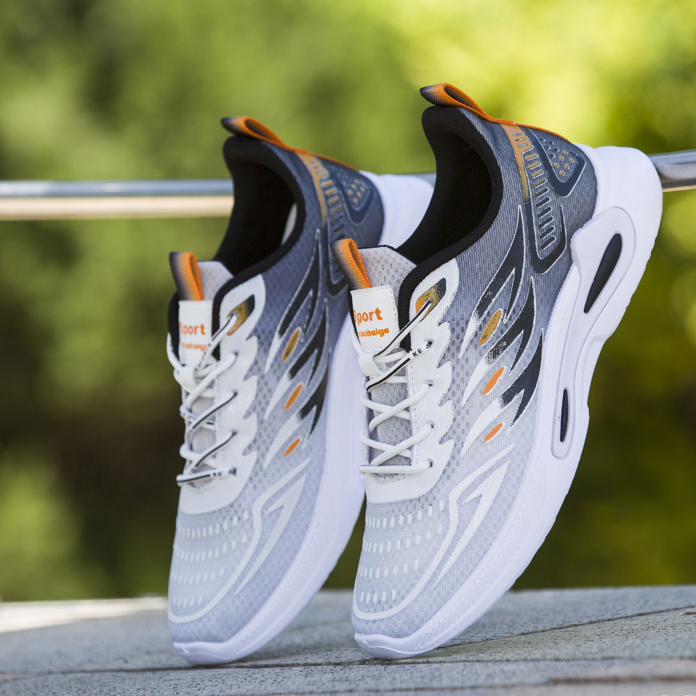 Ice-silk Breathable Trendy Mesh Sports And Casual With Soft Soles Non-slip Mens Running Shoes