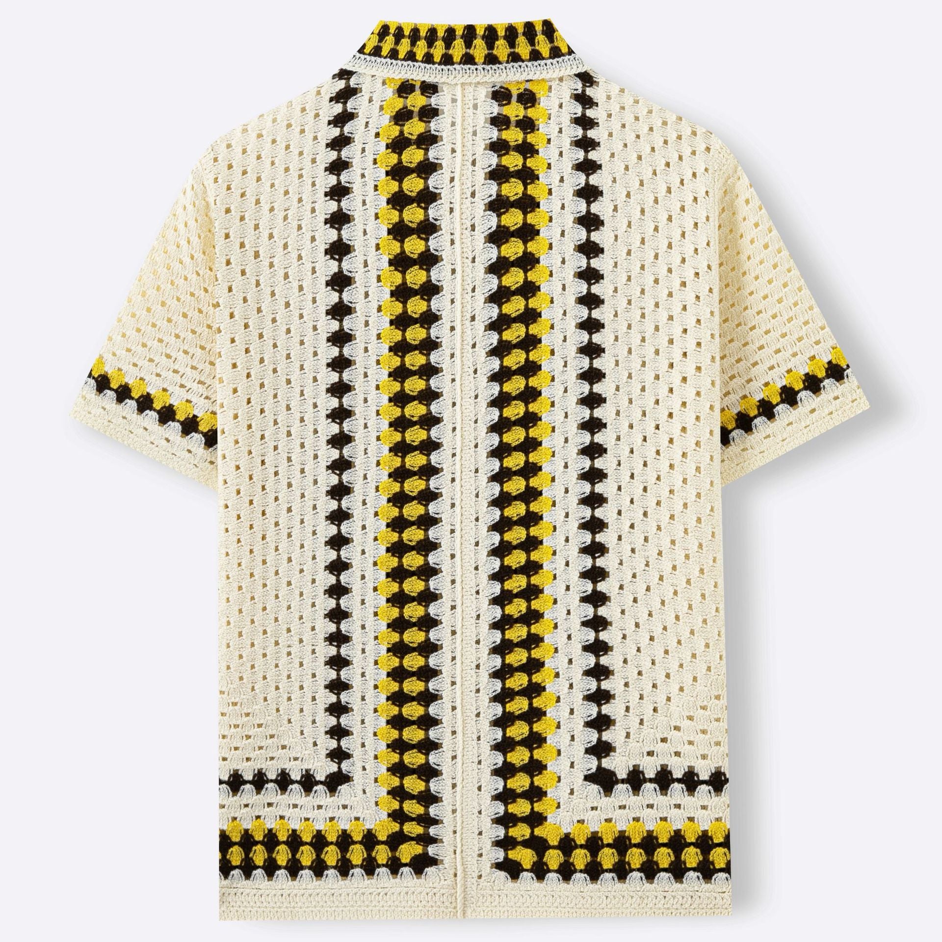 Mens Open-Back Hollow-Out Striped Knit Sweater