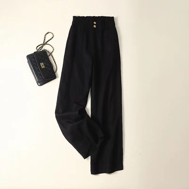 Linen Wide-leg Pants Female High Waist Drooping