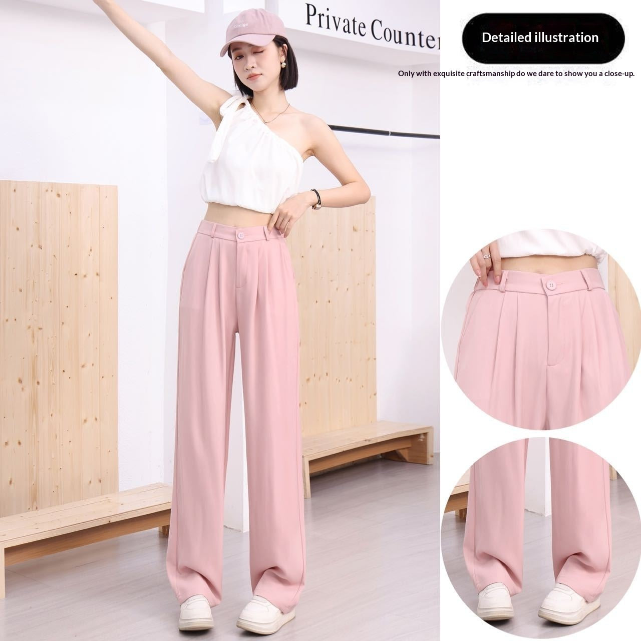 Women's Lightweight High-waisted Loose-fit Ice-silk Wide-leg Pants