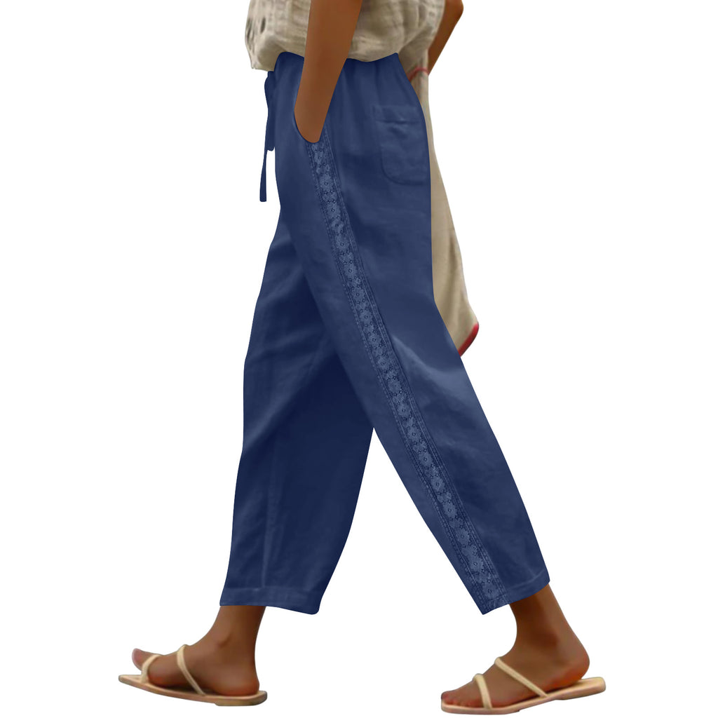 Womens Casual Pants Wide-leg Loose Fit
