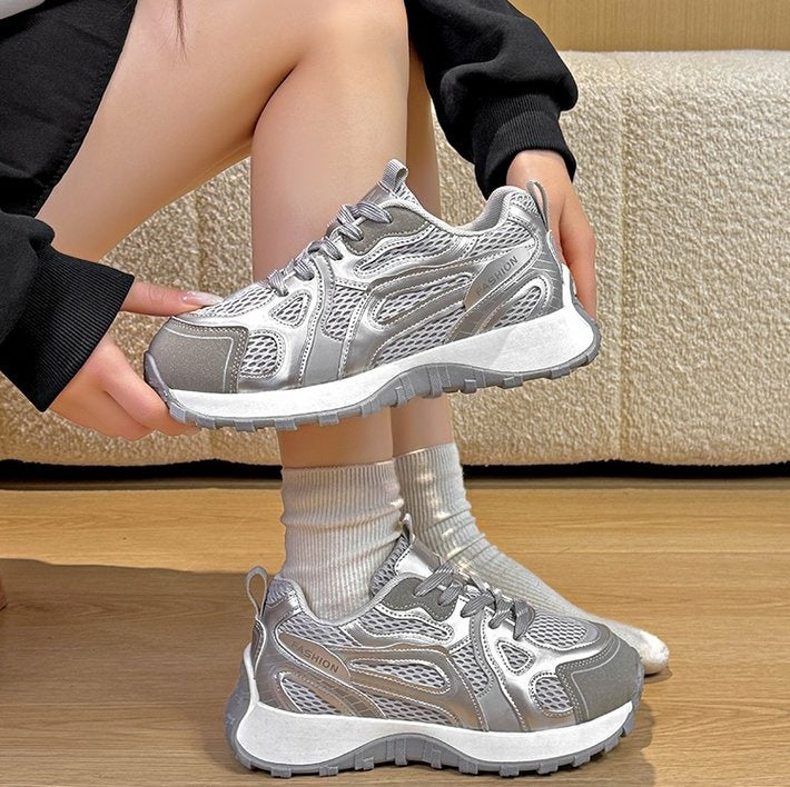 Women's Thick Bottom Elevated Dad Shoes, New 2026 Spring Style, Mesh Breathable Casual Sneakers, Fashion Versatile Running Shoes