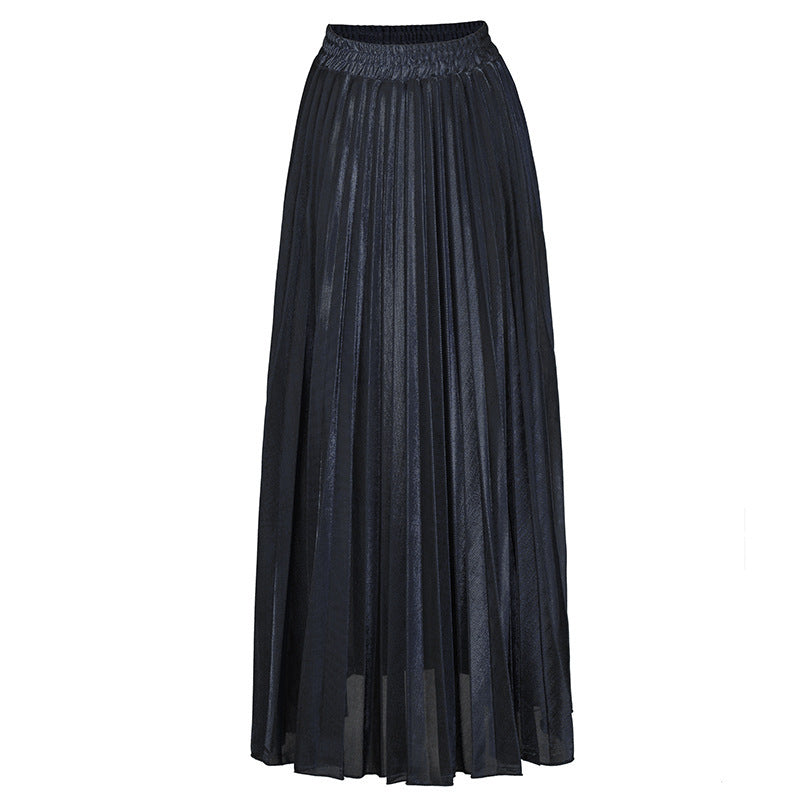 Women's Solid Color High Waist Large Pleated Skirt