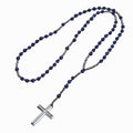 Cross Pendant Tigers Eye Lapis Lazuli Matte Agate Hematite Necklace