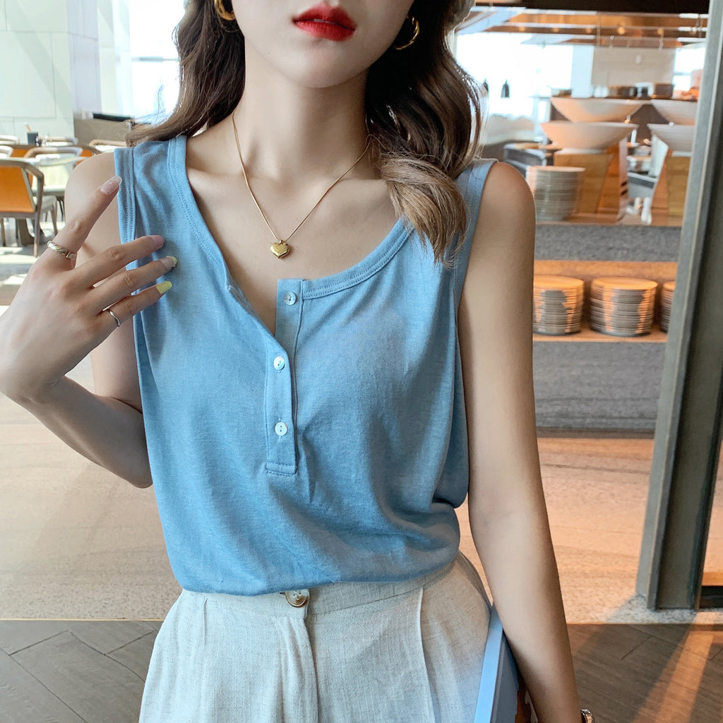 Strap Vest Women's Summer Outerwear White Base Layer