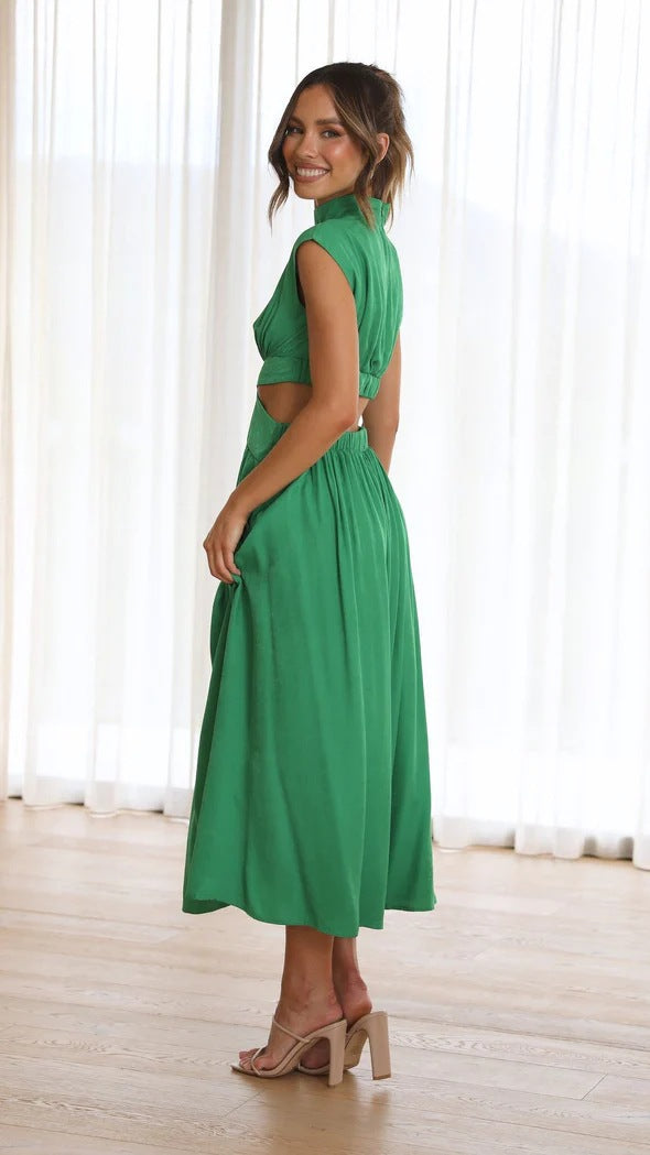 Solid Color Sleeveless Dress Summer Casual Fit A-Line Dresses Women's Clothing