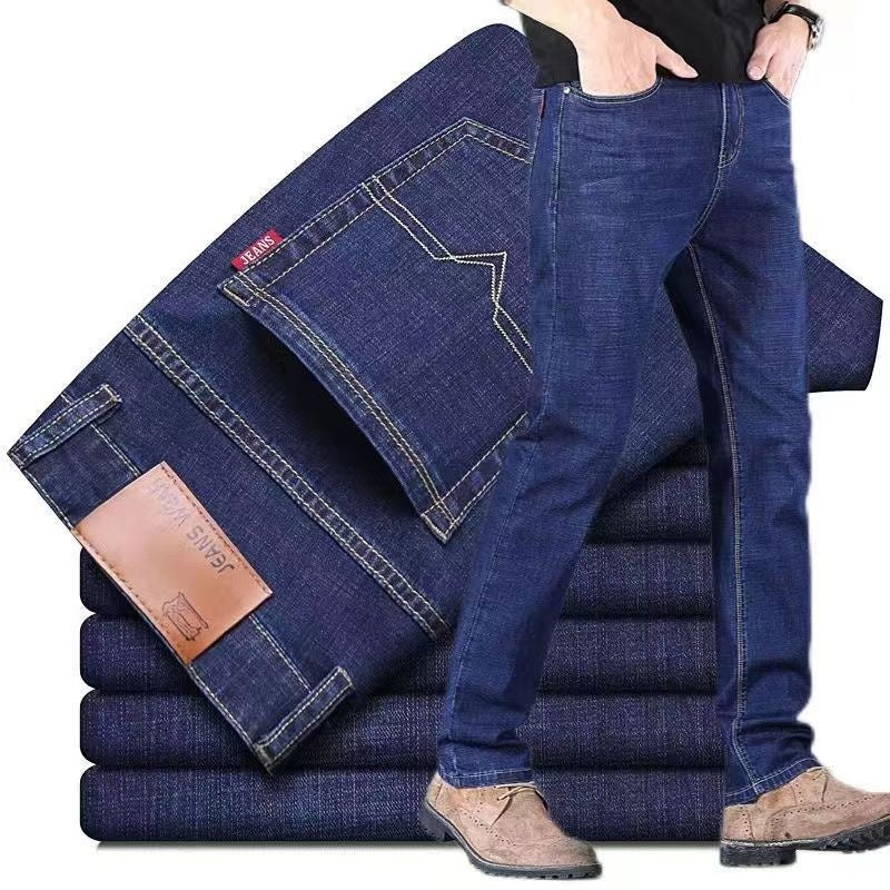 Summer Business Formal Jeans For Men Loose Straight-Leg Stretchy Slim-Fit Casual And Professional Wear