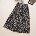 Spring And Summer High-waisted Slimming Printed Over-the-knee Skirt