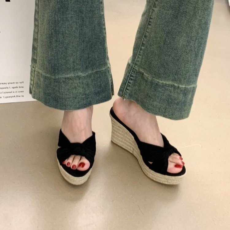 Women's Wedge Heel Platform Sandals, 2026 New Summer Outdoor High Heel Slides, Comfortable For Dresses