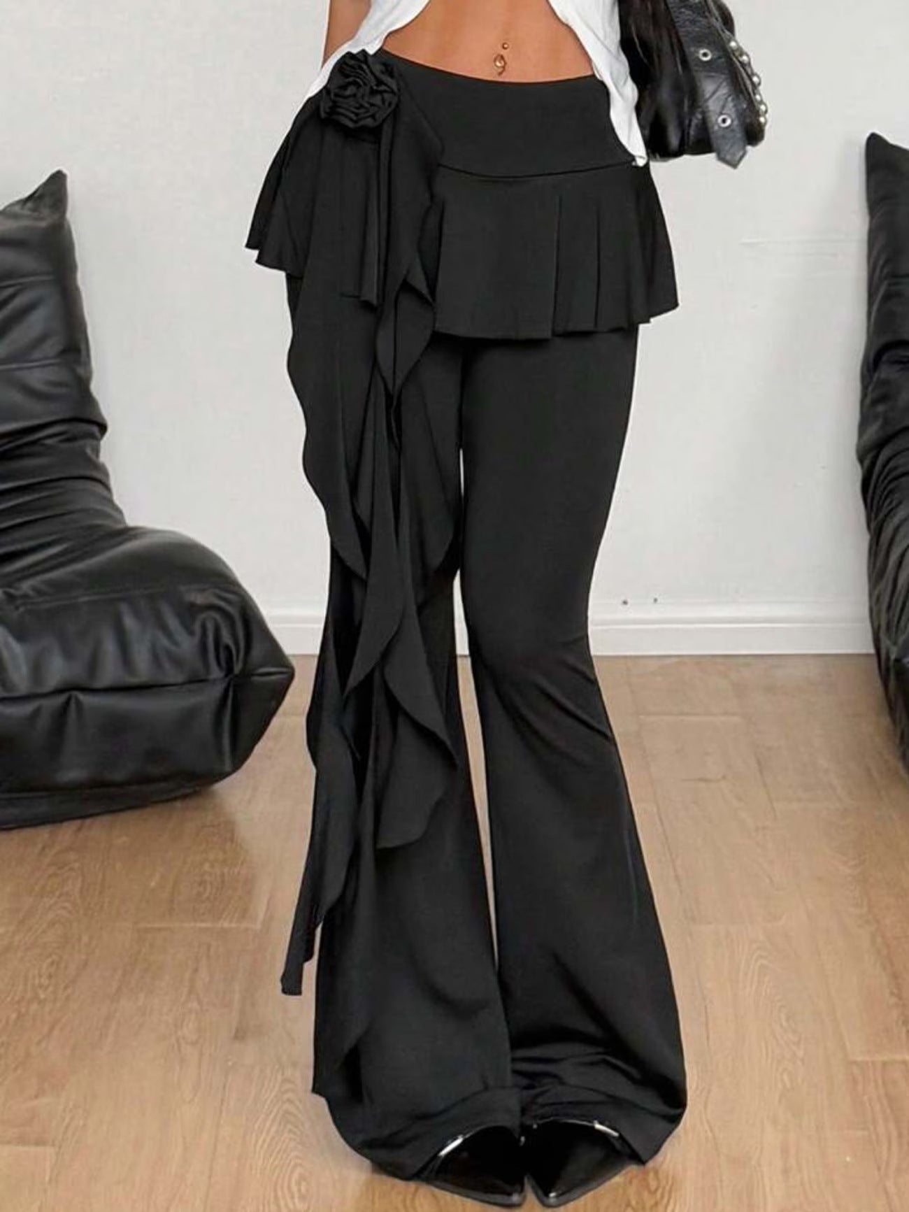 Black Casual Slimming Bootcut Pants