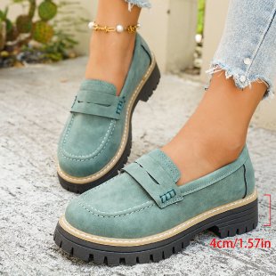 British-style Loafers Chunky-heel Women's Shoes