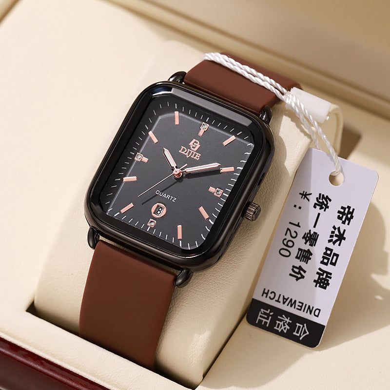 New Large Dial Square Silicone Unisex Couple Watch