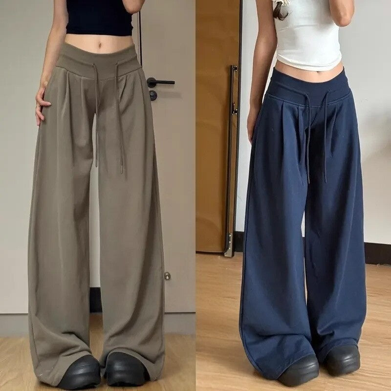 Draped Lightweight Casual Wide-leg Pants In An American Retro Style