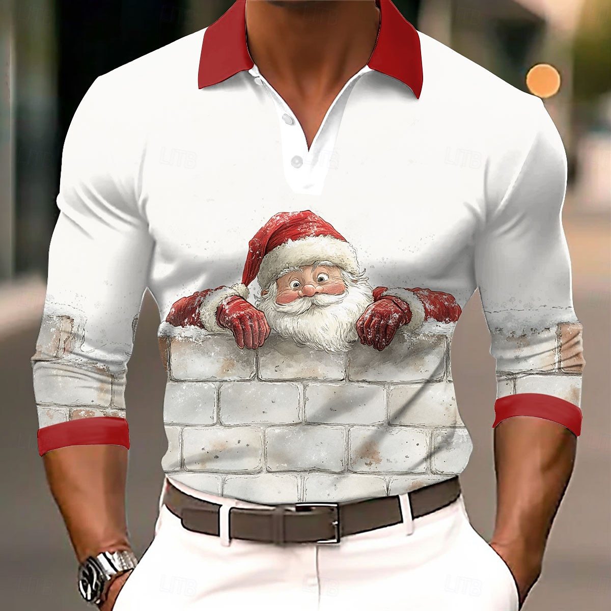 Long Sleeve Button-down Polo Shirt Casual Fashion