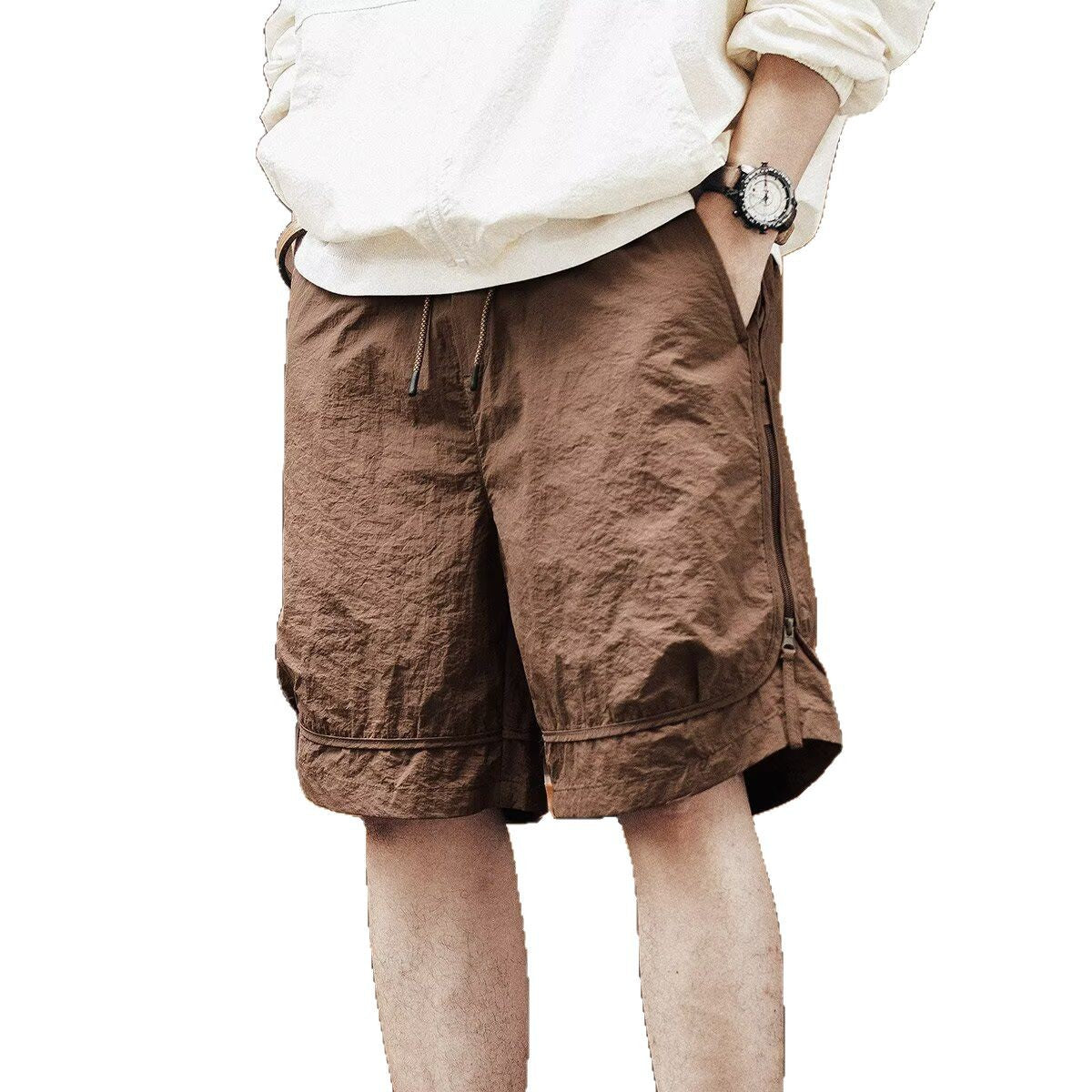 Summer Thin Trendy Brand Loose Breathable Mens Casual Cropped Pants