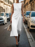Summer Irregular Sleeveless Dress With Belt Fashion Temperament Slim Back Zipper Dresses For Women Clothing