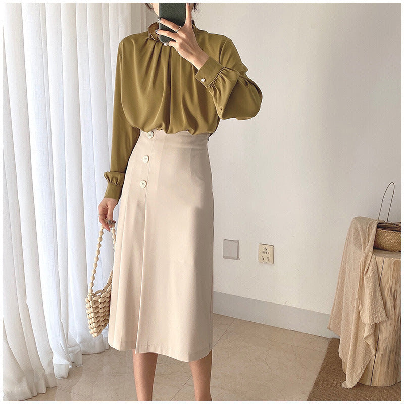 Femininity High Waist Women's Light Luxury Skirt Hip