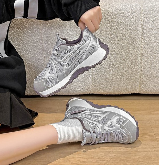 Women's Thick Bottom Elevated Dad Shoes, New 2026 Spring Style, Mesh Breathable Casual Sneakers, Fashion Versatile Running Shoes