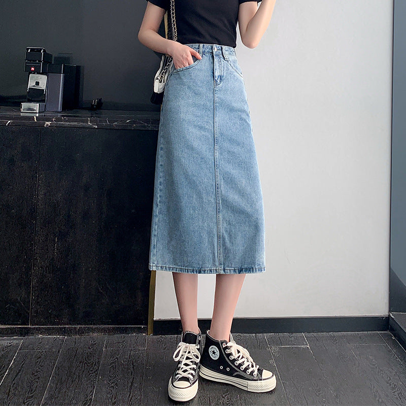 Women's Mid-length Spring And Summer Denim Skirt