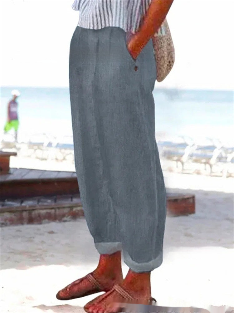 Breathable Retro Versatile High-waisted Cotton-linen Pants