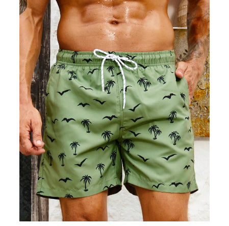 Mens Printed Beach Hawaiian Casual Shorts