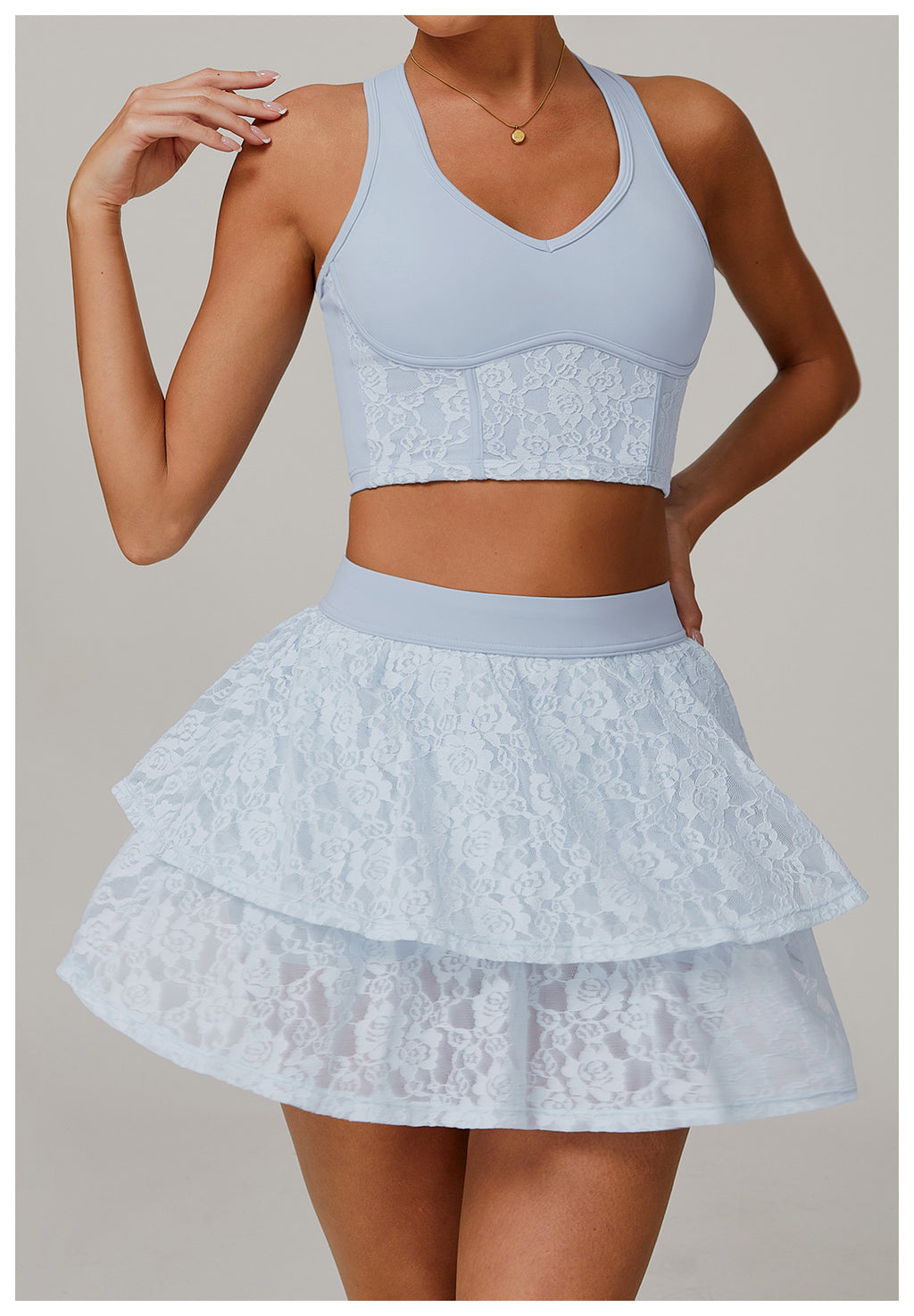 Lace Nude Feel Yoga Skirts Mesh Breathable Exercise Skirt
