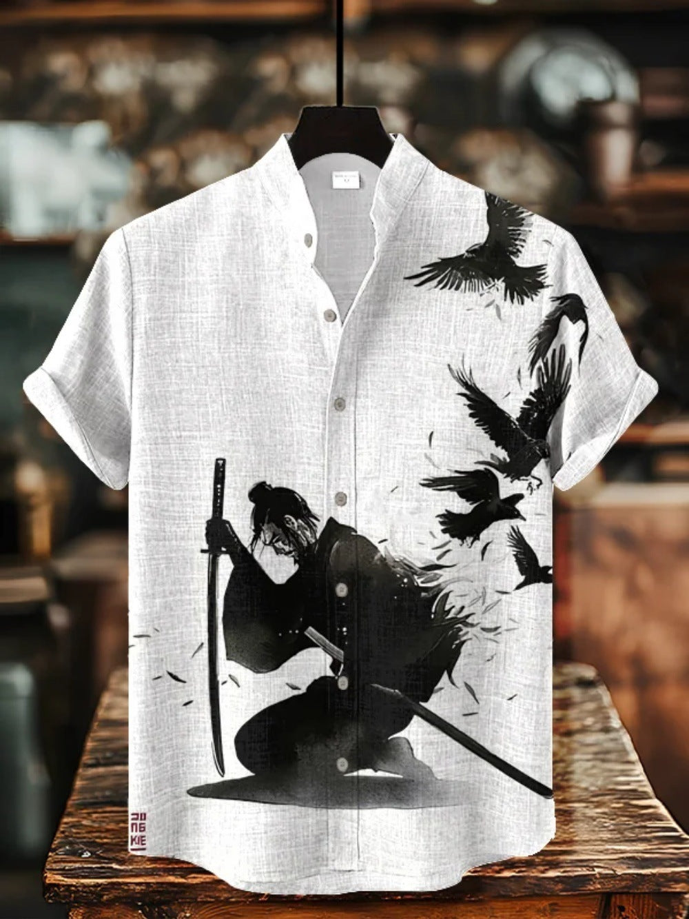 Button Stand Collar Shirt Cardigan Men