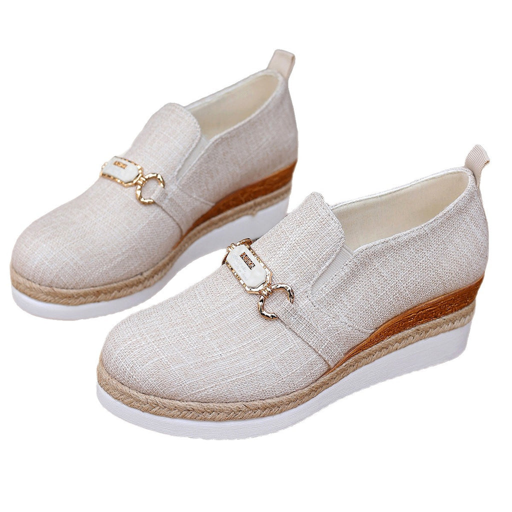 Height-increasing British-style Slip-on Loafers With A Plaid Pattern