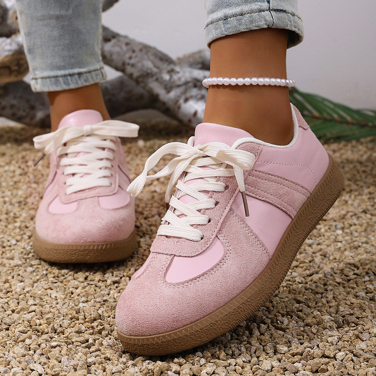 Large Size Color Blocked Round Toe Women's Shoes