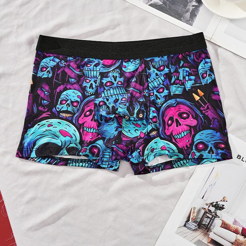 Men's Printed Skull Breathable Boxer Shorts
