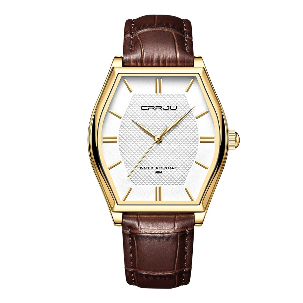Barrel-shaped Waterproof Leather Watch