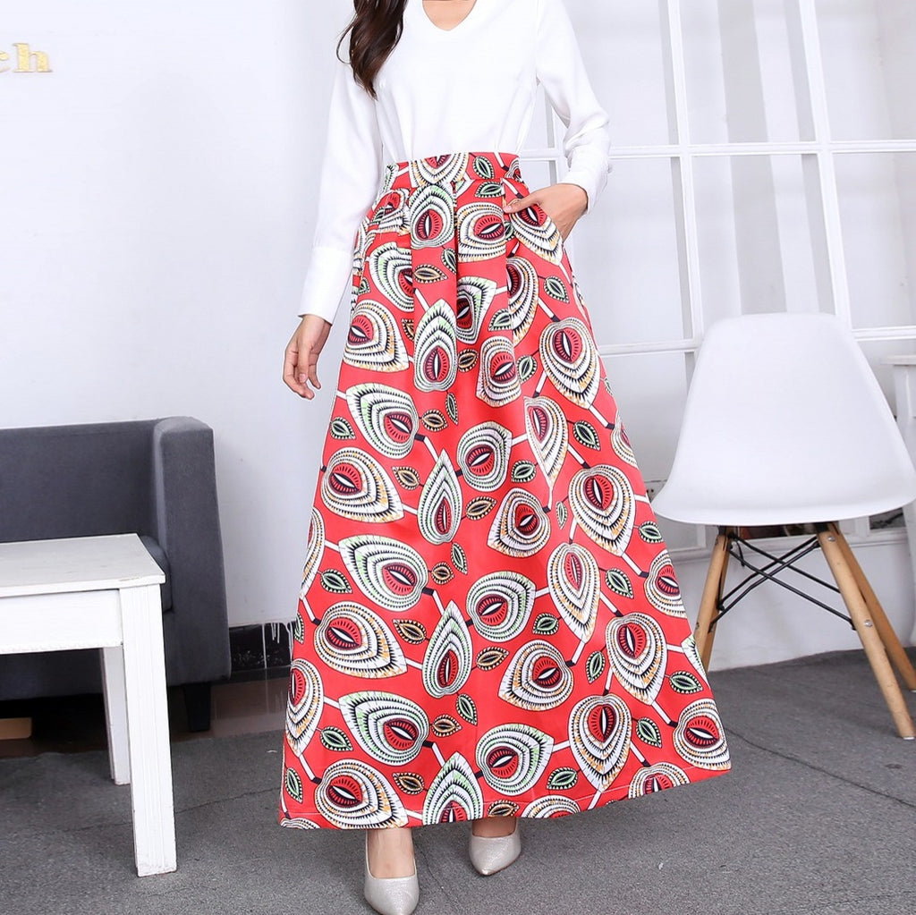 New Women's Half-length Printed With Large Skirt