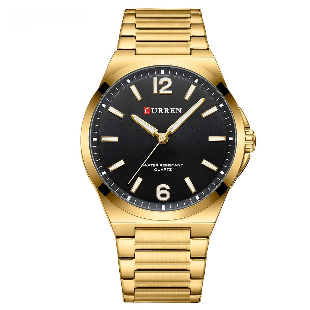 Men's Simple Waterproof Quartz Wristwatch With Steel Band Business Style