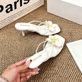 Fashionable Niche Flower Slippers, Comfortable Square Toe, Exposed Toe, Cool Drag, Thick Heel, Half Drag High Heels
