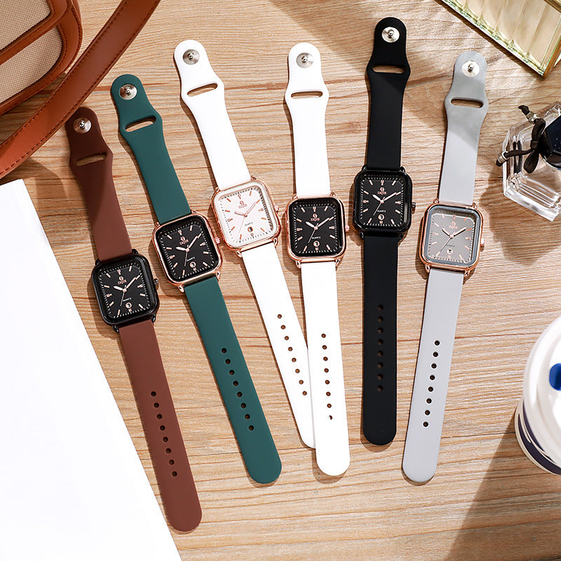 New Large Dial Square Silicone Unisex Couple Watch