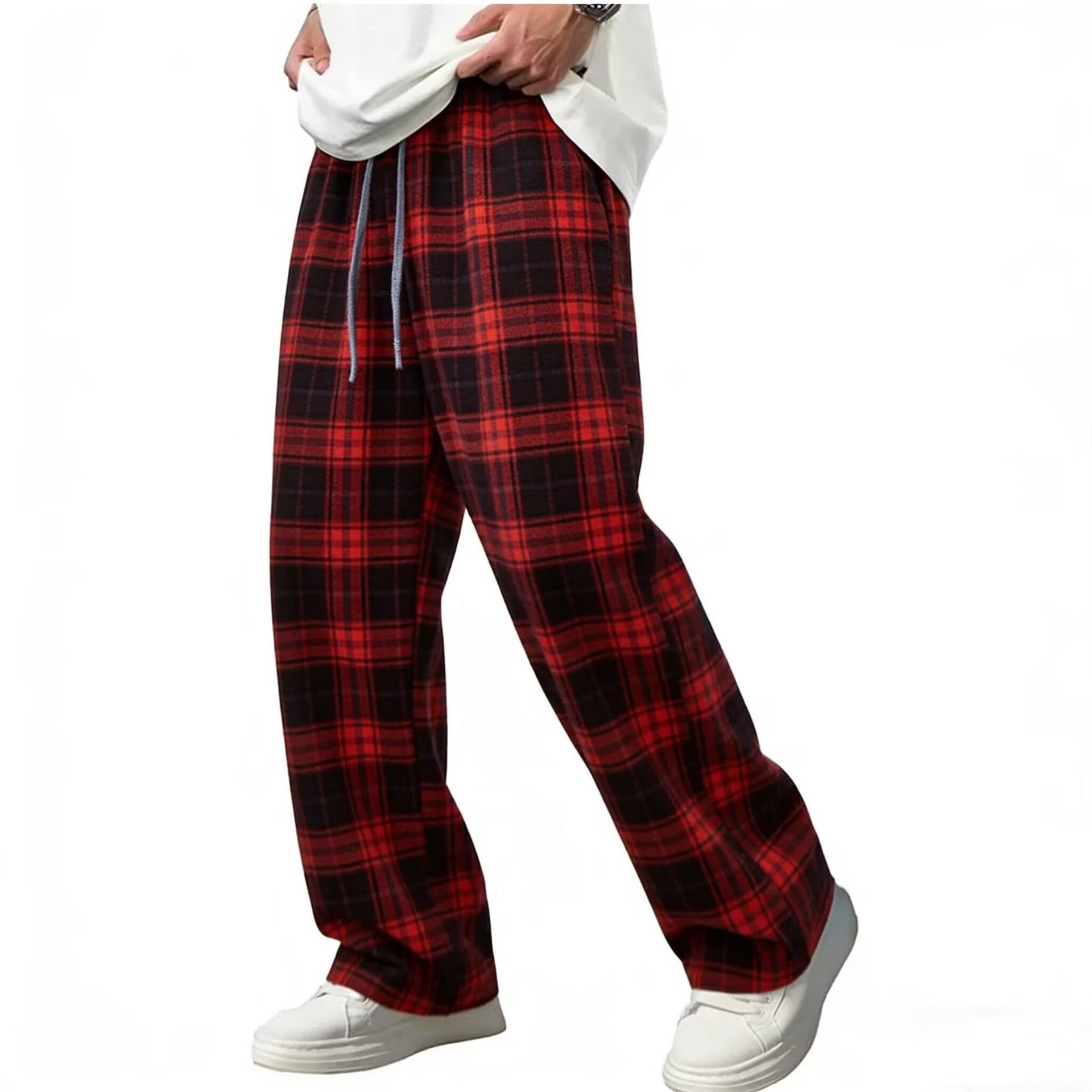 Black And White Checkered Harem Pants For Men