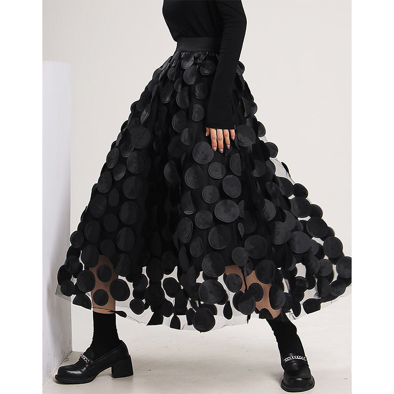 Retro A-line Skirt Large Hem Skirt Design Sense