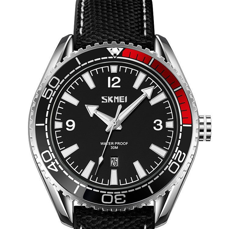Rotating Dial Watch Outdoor Casual Business Waterproof Quartz Leather Strap For Men