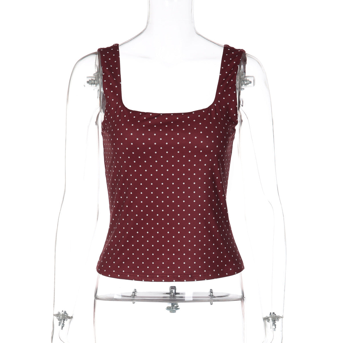 Printed Slim Fit U Neck Cropped Sleeveless Top