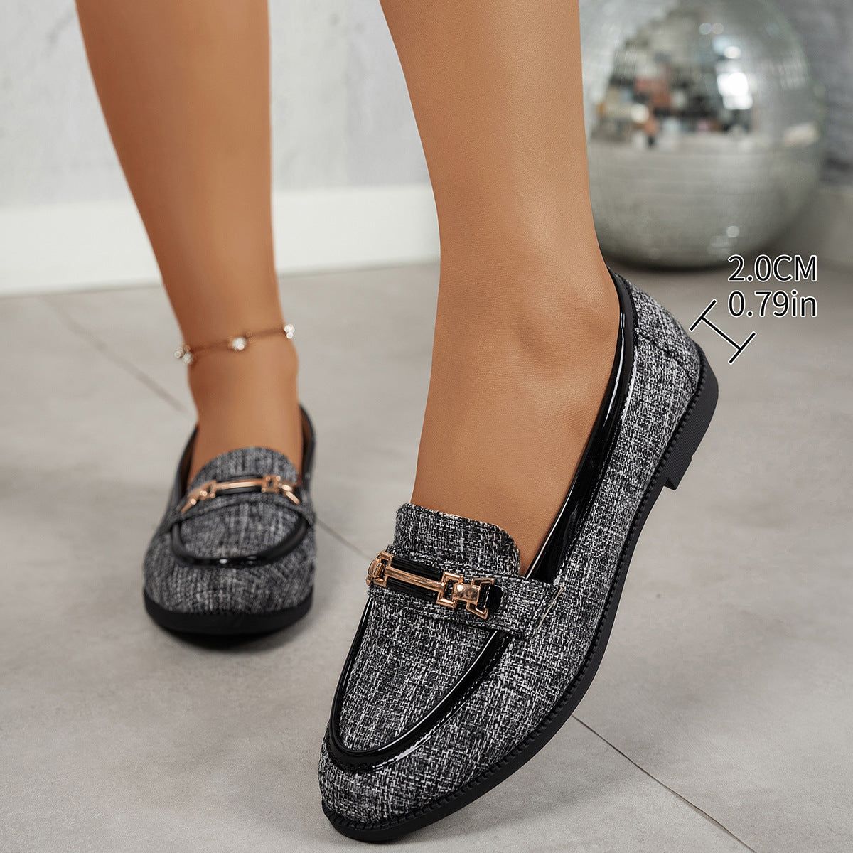 Stitched Solid-Colored Womens Flat Loafers