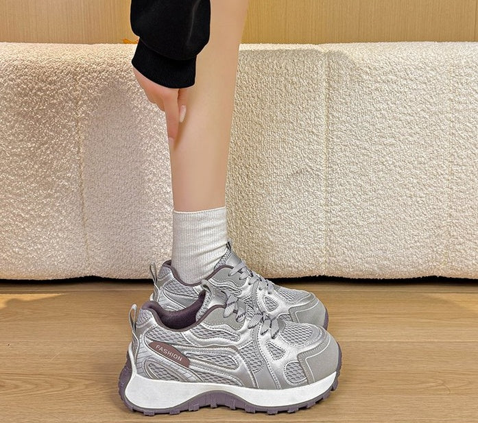 Women's Thick Bottom Elevated Dad Shoes, New 2026 Spring Style, Mesh Breathable Casual Sneakers, Fashion Versatile Running Shoes