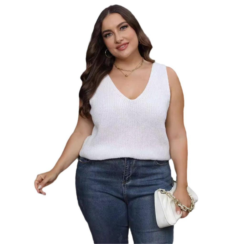 Back-cross V-neck Casual Base Sweater Knitted Top For Women
