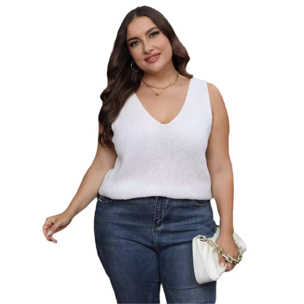 Back-cross V-neck Casual Base Sweater Knitted Top For Women