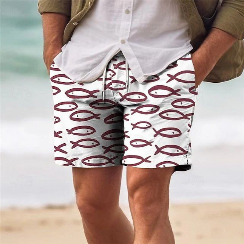 Summer Breathable Fashionable Hawaiian Beach Shorts 3D Printed Casual Mens