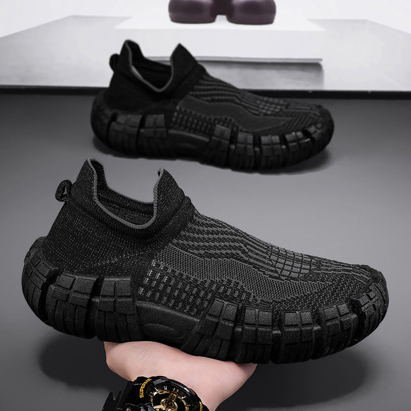 Mens Lightweight Non-slip Soft-soled Mesh Flyknit Casual Sports Shoes
